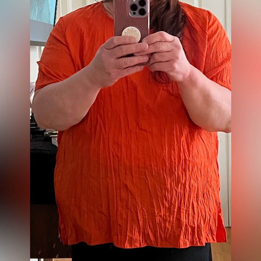 Orange Crinkle Material Shirt